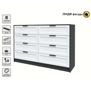 Kомод Тренд КТ-К157 (Антрацит ЛДСП/ Белый ЛМДФ) Ш1565 В1020 Г451 Kомод Тренд КТ-К157 (Антрацит ЛДСП/ Белый ЛМДФ) Ш1565 В1020 Г451